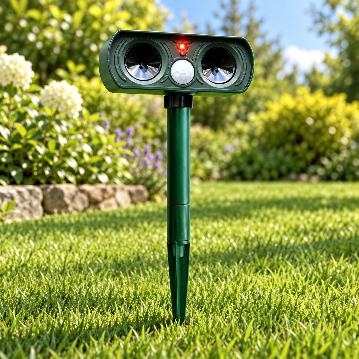 Solar ultrasonic animal repeller