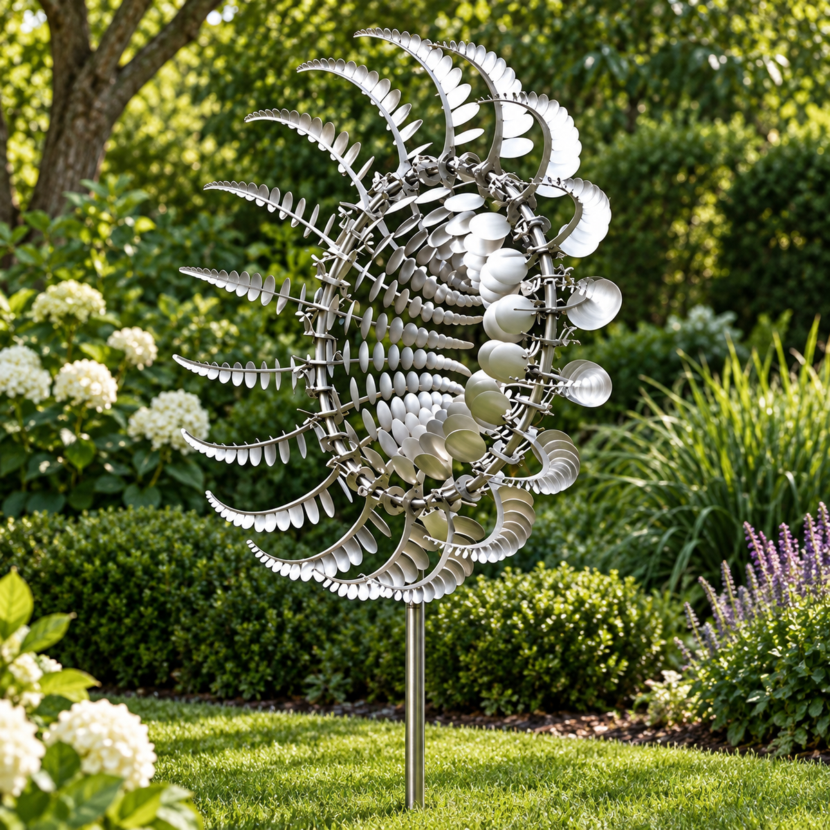Kinetic metal garden wind spinner